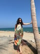 Hibiscus Dress in Desert Bloom Print Green color