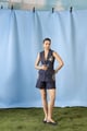 Navy Denim Vest and Shorts Co-ord Set with Embroidery - House of Araish - Image 1