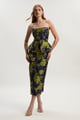 Floral Jacquard Tailored Midi Pencil Dress Multicolor color