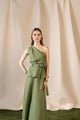 Green One-Shoulder Peplum Top and Maxi Skirt Co-ord Set - House of Araish - Image 1