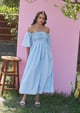 Elle Midi Dress with Detachable Sleeves Blue color
