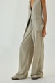 Greige High Waist Pleated Wide Leg Pant Grey color