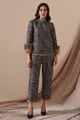 Fur Trimmed Tweed Co-Ord Set Black color