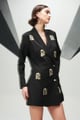 Brooklyn Buttoned Blazer Dress Black color