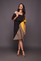 Off Shoulder Dress Black & Yellow color