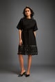 Black Shift Dress with Circular Cutout Hem Black color
