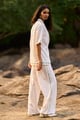 Embroidered Poplin Pant Ivory color