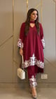 Red Royal Georgette Embroidered Kurta Pant Co-ord Set - Kylee Fashions - Image 1