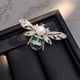 Emerald Diamond Pearl Bee Brooch - Queens Closet by Neha - Image 1