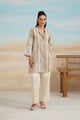 Saanvi Cotton Linen Embroidered Matching Set Beige color