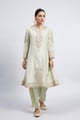 Rabhya- Tilla Embroidered Kurta Set Mint Green color