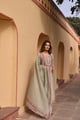 Pista Green Embroidered Linen Kurta Set Pista Green color