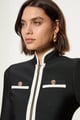 Figure Form Bandage Knit Piping Detail Military Dress Black color