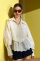 All Over Palm Broderie Scalloped Blouse Creame color