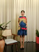 Multicolor Cotton Satin Abstract Print Shift Dress - House of Urmi - Image 1