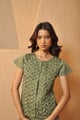 Olive Smocked Shirt Olive Green color