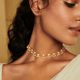 Lotus Silk Delicate Collar Necklace White/Gold color
