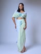 The Micro-Floral Draped Set Blue color