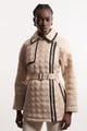Diamond Quilted Belted Short Puffer Trench Jacket Off-White color
