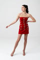 Red Velvet Snowflake Embellished Mini Dress Red color