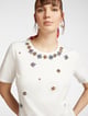 Embellished Floral Tee White color