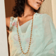 Threads of Lotus Long Necklace Pink/Gold color