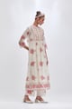 Off White Kurta Dress Set With All-Over Pink & Green Floral Hand Block Print Off White/Pink/Green color