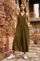 Wide Legged Knit Jumpsuit Olive Olive color