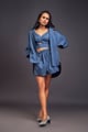 Oversized Co-Ord Set with Patchwork Detailing Blue/Black color
