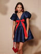 Memories Bow Mini Dress Navy Blue color