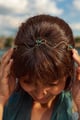 Turquoise Hairband Cum Necklace Gold color