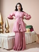Rose Peplum Palazzo Set Pink color