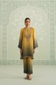 Ruhani Hand Embroidered Crepe Printed Matching Set Yellow & Green color