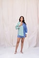 Half & Half Striped Oversized Shirt Blue/Green color