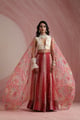 Palace Petals Lehenga Set Red/Ivory color