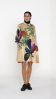 Beige Multicolor Oversized Floral A-Line Shirt Dress - ART LOV AFFAIR - Image 1