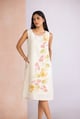 Off-White Linen-Blend Printed Midi Shift Dress - Kaveri - Image 1