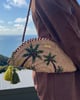 Large Tropical Coco Half Moon Clutch Bag Beige/Green color