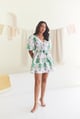 Floral Print Short Dress White/Green color