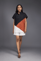 Colour Block Oversized Shirt With Shorts Co-Ord Set Rust/Black/White color