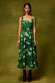 Emerald Bloom Midi Dress Green color