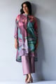 Dusty Lilac And Rose Pink Mix Colored Bemberg Silk Printed Co-Ord Set Dusty Lilac/Pink color