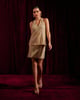 Creme Faux Leather Mesh Mini Skirt Creme color