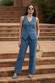 Classic Denim Waist Coat and Pants