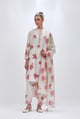 Off White Straight Short Kurta Set With All-Over Pink & Green Floral Hand Block Print Off White/Pink/Green color