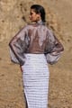 Pearl Embroidered Lam� Blouse Silver Grey color