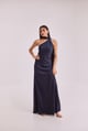 Maxi Dress with Scarf Style Blue color
