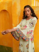 Tropical Bloom Short Kurta with Tulip Salwar Set Cool Mint color