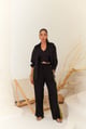 Black Linen Shirt with Lace Detail Black color