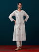 All Over Motifs Placket Kurta Off White color